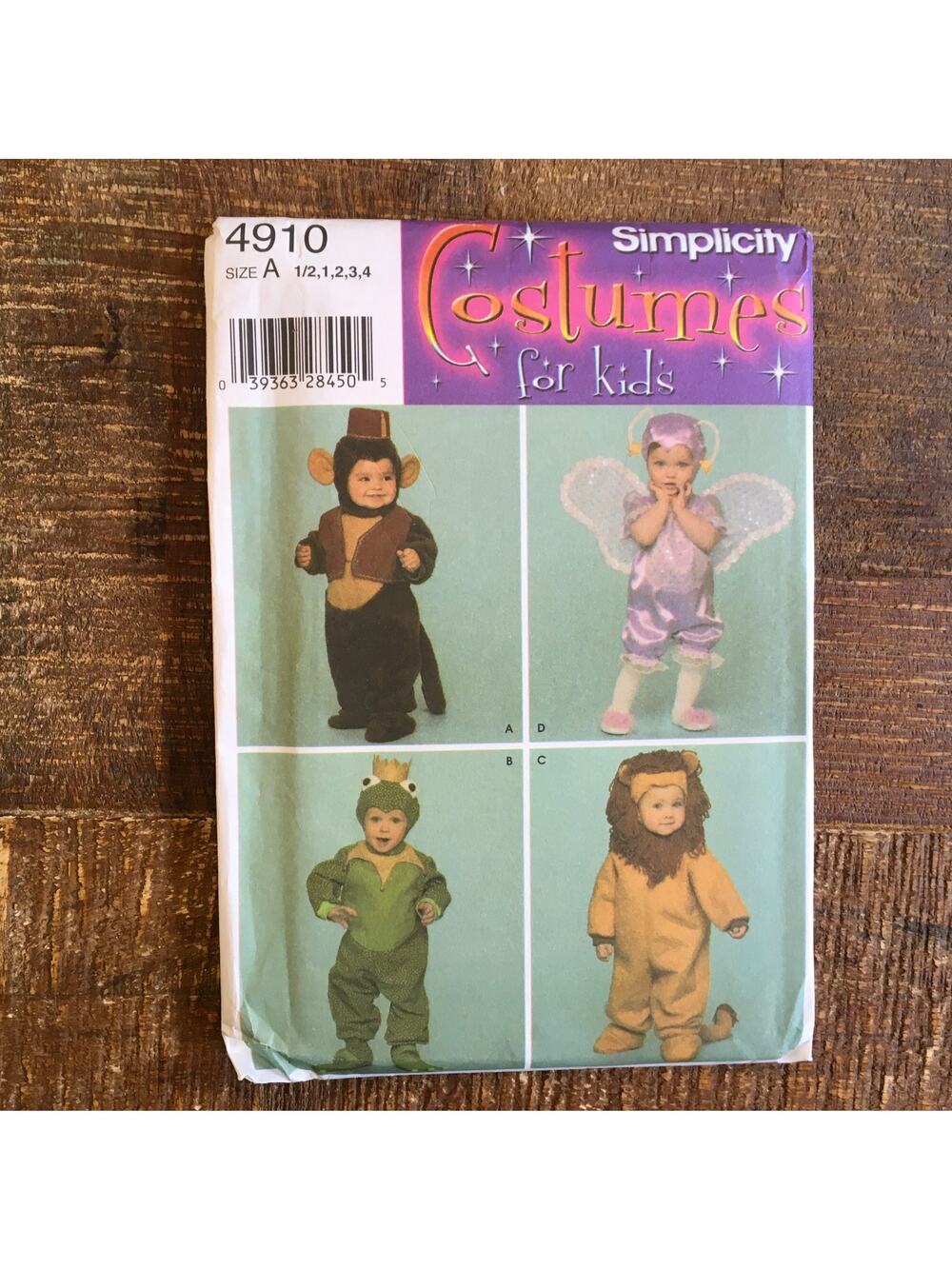Simplicity Sewing Pattern 4910 Toddler Costume Monkey Butterfly Frog Lion UNCUT